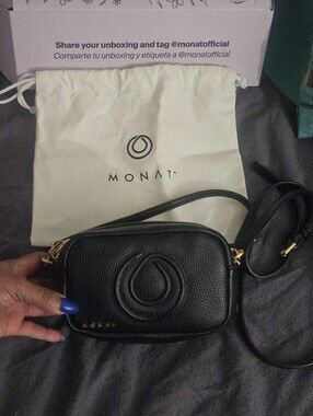 Monat Black Crossbody Bag With Dust Bag Monat